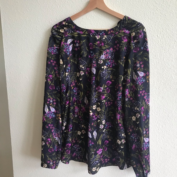 Ava & Viv navy floral boho blouse 1X - Picture 2 of 4